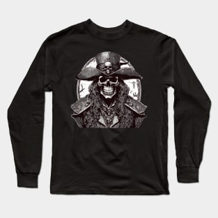 Cursed Skeleton Pirate, Dead Privateer, Undead Buccaneer Long Sleeve T-Shirt